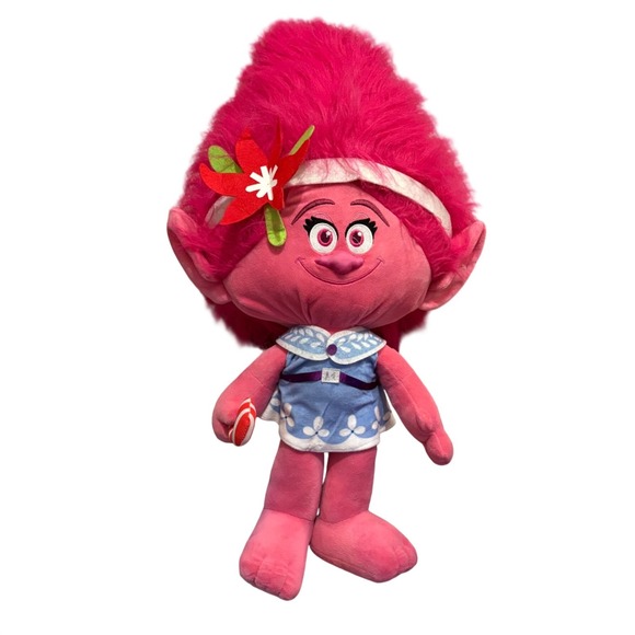 Dreamworks Other - DreamWorks Trolls Princess Poppy Plush 24" Blue‎ Dress Red Flower Headband 2016